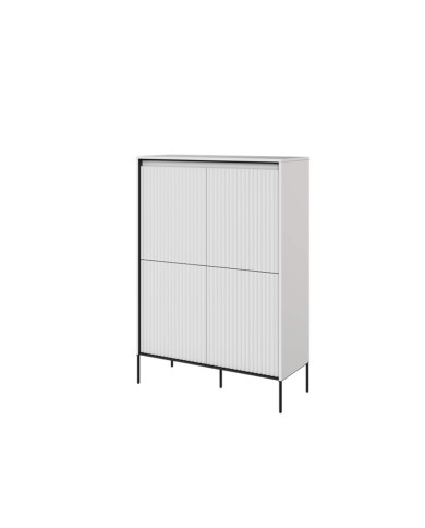 Komoda wysoka Trend TR-03, oświetlenie, 4 drzwi, front MDF ryflowany, biały/ czarny, LENART Komoda wysoka Trend TR-03, oświetlenie, 4 drzwi, front MDF ryflowany, biały/ czarny, LENART