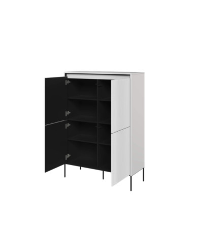 Komoda wysoka Trend TR-03, oświetlenie, 4 drzwi, front MDF ryflowany, biały/ czarny, LENART Komoda wysoka Trend TR-03, oświetlenie, 4 drzwi, front MDF ryflowany, biały/ czarny, LENART