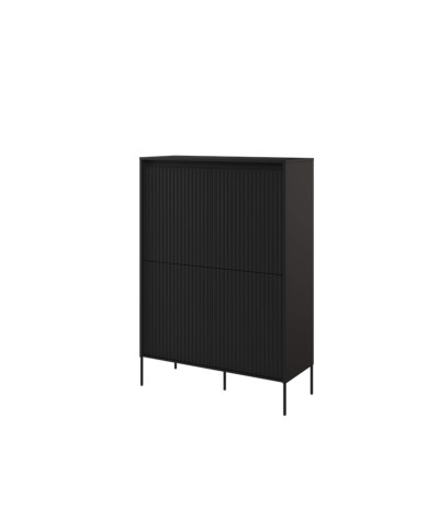 Komoda wysoka Trend TR-03, oświetlenie, 4 drzwi, front MDF ryflowany, czarny, LENART Komoda wysoka Trend TR-03, oświetlenie, 4 drzwi, front MDF ryflowany, czarny, LENART