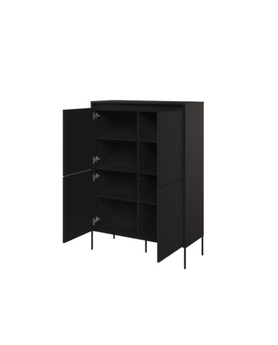 Komoda wysoka Trend TR-03, oświetlenie, 4 drzwi, front MDF ryflowany, czarny, LENART Komoda wysoka Trend TR-03, oświetlenie, 4 drzwi, front MDF ryflowany, czarny, LENART