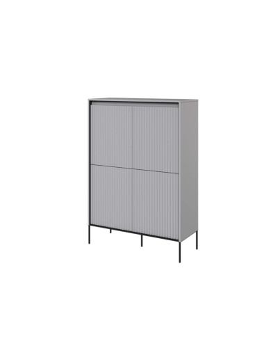 Komoda wysoka Trend TR-03, oświetlenie, 4 drzwi, front MDF ryflowany, szary/ czarny, LENART Komoda wysoka Trend TR-03, oświetlenie, 4 drzwi, front MDF ryflowany, szary/ czarny, LENART
