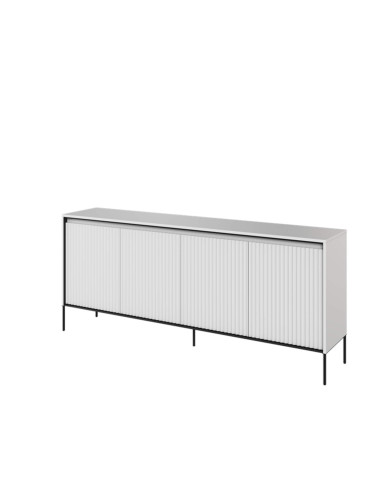 Komoda Trend TR-04, oświetlenie, 4 drzwi, front MDF ryflowany, biały/ czarny, LENART Komoda Trend TR-04, oświetlenie, 4 drzwi, front MDF ryflowany, biały/ czarny, LENART