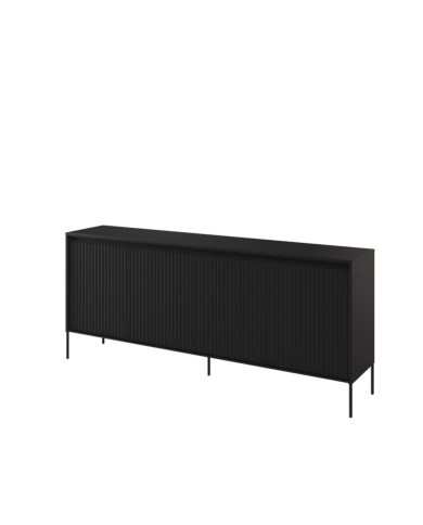Komoda Trend TR-04, oświetlenie, 4 drzwi, front MDF ryflowany, czarny, LENART Komoda Trend TR-04, oświetlenie, 4 drzwi, front MDF ryflowany, czarny, LENART