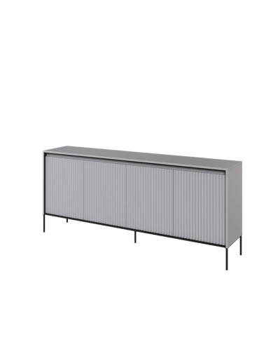 Komoda Trend TR-04, oświetlenie, 4 drzwi, front MDF ryflowany, szary/ czarny, LENART Komoda Trend TR-04, oświetlenie, 4 drzwi, front MDF ryflowany, szary/ czarny, LENART