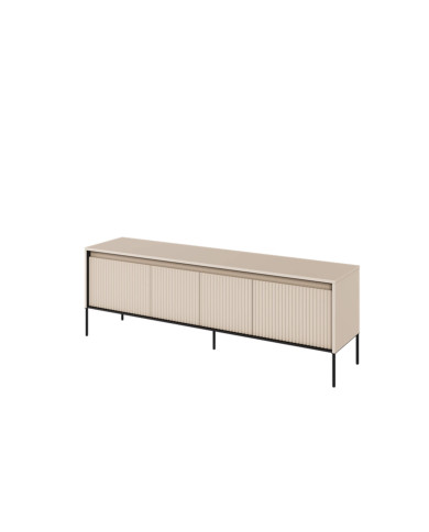 Szafka RTV Trend TR-05, oświetlenie, 4 drzwi, front MDF ryflowany, beż piaskowy/ czarny, LENART Szafka RTV Trend TR-05, oświetlenie, 4 drzwi, front MDF ryflowany, beż piaskowy/ czarny, LENART