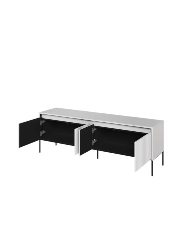 Szafka RTV Trend TR-05, oświetlenie, 4 drzwi, front MDF ryflowany, biały/ czarny, LENART Szafka RTV Trend TR-05, oświetlenie, 4 drzwi, front MDF ryflowany, biały/ czarny, LENART