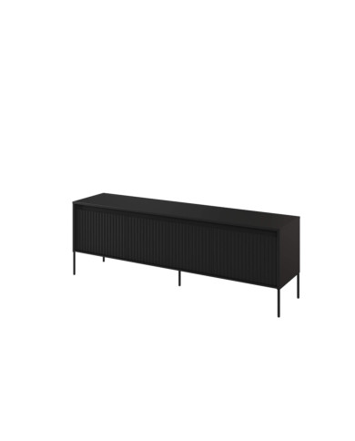 Szafka RTV Trend TR-05, oświetlenie, 4 drzwi, front MDF ryflowany, czarny, LENART Szafka RTV Trend TR-05, oświetlenie, 4 drzwi, front MDF ryflowany, czarny, LENART