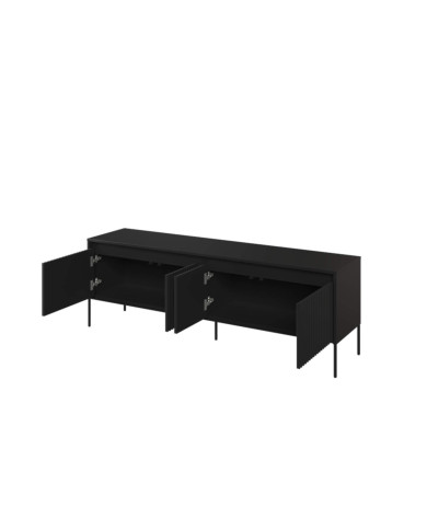 Szafka RTV Trend TR-05, oświetlenie, 4 drzwi, front MDF ryflowany, czarny, LENART Szafka RTV Trend TR-05, oświetlenie, 4 drzwi, front MDF ryflowany, czarny, LENART