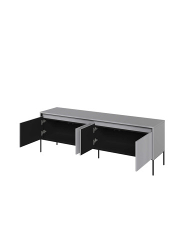 Szafka RTV Trend TR-05, oświetlenie, 4 drzwi, front MDF ryflowany, szary/ czarny, LENART Szafka RTV Trend TR-05, oświetlenie, 4 drzwi, front MDF ryflowany, szary/ czarny, LENART