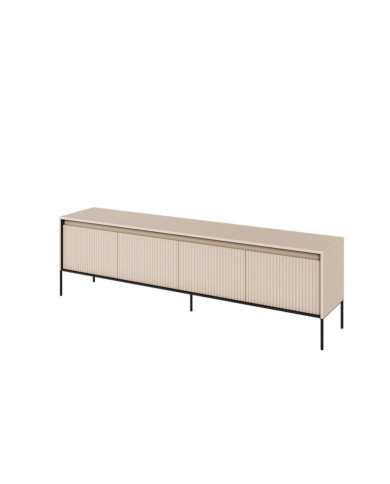 Szafka RTV Trend TR-06, oświetlenie, 4 drzwi, front MDF ryflowany, beż piaskowy/ czarny, LENART Szafka RTV Trend TR-06, oświetlenie, 4 drzwi, front MDF ryflowany, beż piaskowy/ czarny, LENART