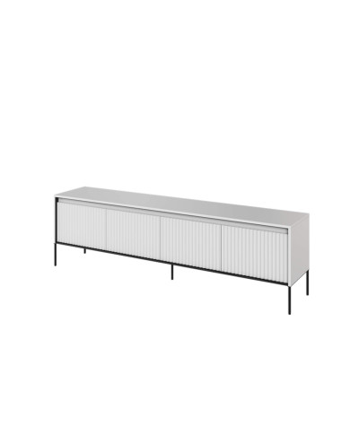 Szafka RTV Trend TR-06, oświetlenie, 4 drzwi, front MDF ryflowany, biały/ czarny, LENART Szafka RTV Trend TR-06, oświetlenie, 4 drzwi, front MDF ryflowany, biały/ czarny, LENART