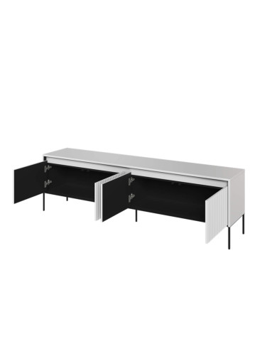 Szafka RTV Trend TR-06, oświetlenie, 4 drzwi, front MDF ryflowany, biały/ czarny, LENART Szafka RTV Trend TR-06, oświetlenie, 4 drzwi, front MDF ryflowany, biały/ czarny, LENART