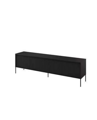 Szafka RTV Trend TR-06, oświetlenie, 4 drzwi, front MDF ryflowany, czarny, LENART Szafka RTV Trend TR-06, oświetlenie, 4 drzwi, front MDF ryflowany, czarny, LENART