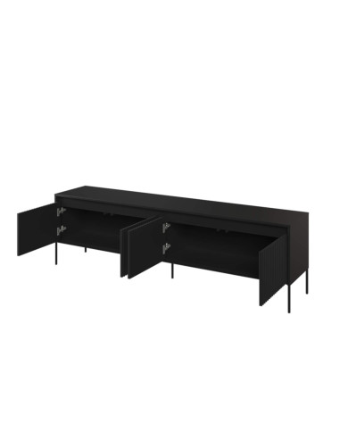 Szafka RTV Trend TR-06, oświetlenie, 4 drzwi, front MDF ryflowany, czarny, LENART Szafka RTV Trend TR-06, oświetlenie, 4 drzwi, front MDF ryflowany, czarny, LENART