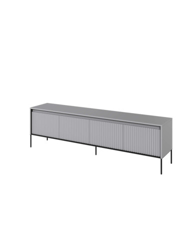 Szafka RTV Trend TR-06, oświetlenie, 4 drzwi, front MDF ryflowany, szary/ czarny, LENART Szafka RTV Trend TR-06, oświetlenie, 4 drzwi, front MDF ryflowany, szary/ czarny, LENART