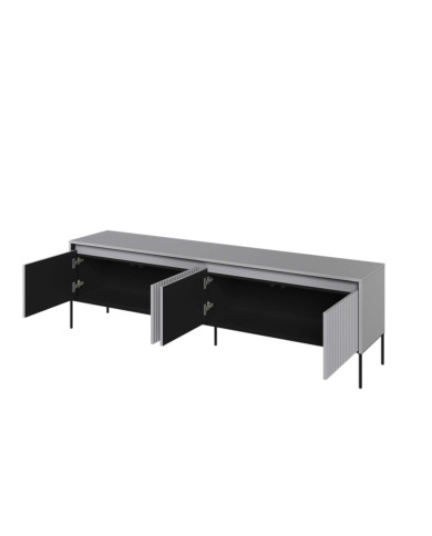 Szafka RTV Trend TR-06, oświetlenie, 4 drzwi, front MDF ryflowany, szary/ czarny, LENART Szafka RTV Trend TR-06, oświetlenie, 4 drzwi, front MDF ryflowany, szary/ czarny, LENART
