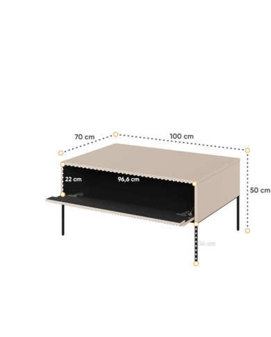 Stolik kawowy Trend TR-09, otwierana klapa, front MDF frezowany, beż piaskowy/ czarny, LENART Stolik kawowy Trend TR-09, otwierana klapa, front MDF frezowany, beż piaskowy/ czarny, LENART
