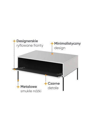 Stolik kawowy Trend TR-09, otwierana klapa, front MDF frezowany, biały/ czarny, LENART Stolik kawowy Trend TR-09, otwierana klapa, front MDF frezowany, biały/ czarny, LENART