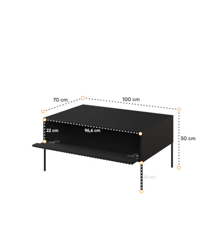Stolik kawowy Trend TR-09, otwierana klapa, front MDF frezowany, czarny, LENART Stolik kawowy Trend TR-09, otwierana klapa, front MDF frezowany, czarny, LENART