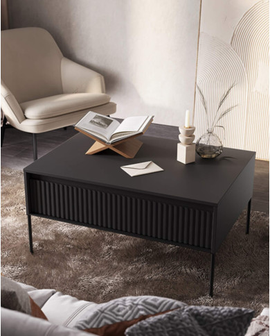 Stolik kawowy Trend TR-09, otwierana klapa, front MDF frezowany, czarny, LENART Stolik kawowy Trend TR-09, otwierana klapa, front MDF frezowany, czarny, LENART