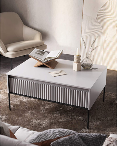 Stolik kawowy Trend TR-09, otwierana klapa, front MDF frezowany, szary/ czarny, LENART Stolik kawowy Trend TR-09, otwierana klapa, front MDF frezowany, szary/ czarny, LENART