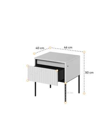 Stolik nocny TREND TR-10, oświetlenie, szuflada, biały/ czarny, LENART Stolik nocny TREND TR-10, oświetlenie, szuflada, biały/ czarny, LENART
