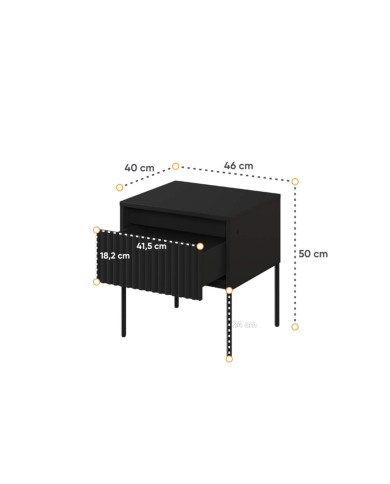 Stolik nocny TREND TR-10, oświetlenie, szuflada, czarny, LENART Stolik nocny TREND TR-10, oświetlenie, szuflada, czarny, LENART