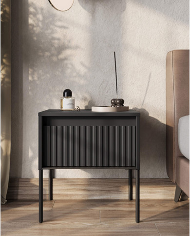 Stolik nocny TREND TR-10, oświetlenie, szuflada, czarny, LENART Stolik nocny TREND TR-10, oświetlenie, szuflada, czarny, LENART