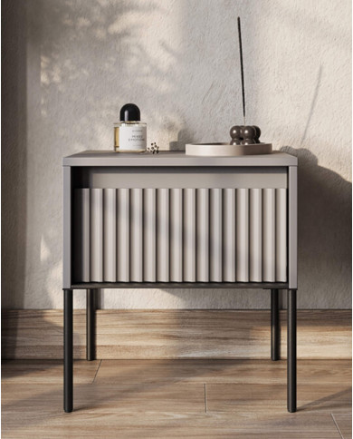 Stolik nocny TREND TR-10, oświetlenie, szuflada, szary/ czarny, LENART Stolik nocny TREND TR-10, oświetlenie, szuflada, szary/ czarny, LENART