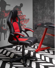 Fotel obrotowy, gamingowy Berkel, czarny/ czerwony