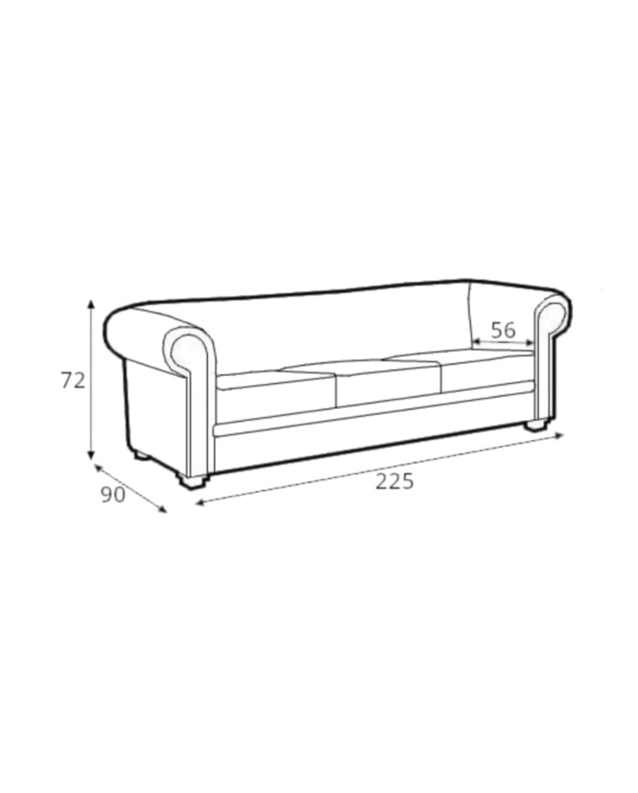 Sofa Chesterfield 3F, funkcja spania, ROBE