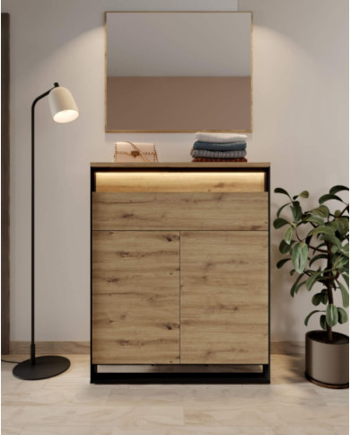 Garderoba Quant QG-07, wieszak, panel, dąb artisan/ czarny, LENART