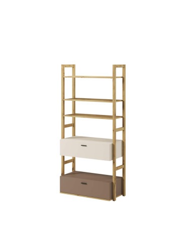 Regał Lenny LY-02 szeroki, półki, szuflady, dąb artisan/ beżowy/ truflowy, LENART Regał Lenny LY-02 szeroki, półki, szuflady, dąb artisan/ beżowy/ truflowy, LENART