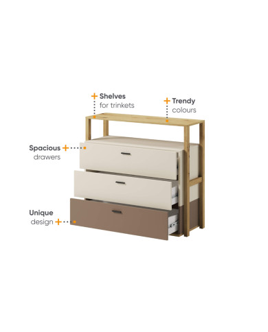 Komoda Lenny LY-06, szuflady, dąb artisan/ beżowy/ truflowy, LENART Komoda Lenny LY-06, szuflady, dąb artisan/ beżowy/ truflowy, LENART