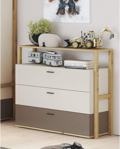 Komoda Lenny LY-06, szuflady, dąb artisan/ beżowy/ truflowy, LENART Komoda Lenny LY-06, szuflady, dąb artisan/ beżowy/ truflowy, LENART