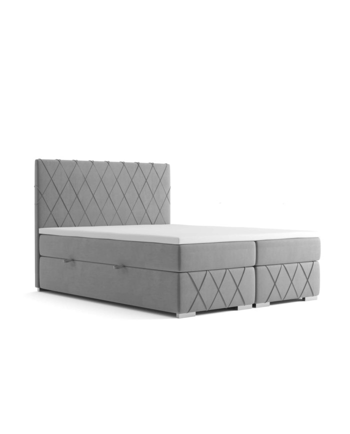 Łóżko kontynentalne Royal 200x200 cm, tapicerowane, materac, pojemnik, topper, LAVERTO