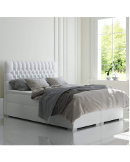 Łóżko kontynentalne Dalia 140x200 cm, tapicerowane, materac, pojemnik, topper, LAVERTO