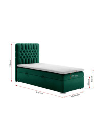 Łóżko kontynentalne Dalia 90x200 cm, tapicerowane, materac, pojemnik, topper, LAVERTO