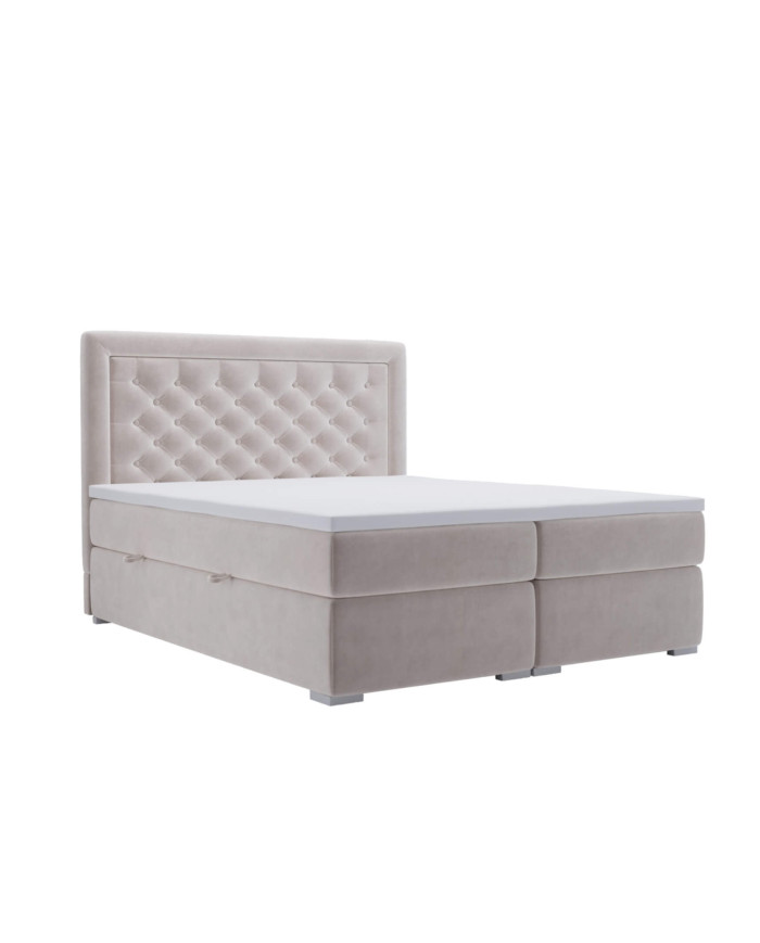 Łóżko kontynentalne Glamour 120x200 cm, tapicerowane, materac, pojemnik, topper, LAVERTO
