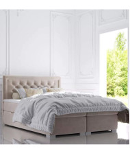 Łóżko kontynentalne Glamour 160x200 cm, tapicerowane, materac, pojemnik, topper, LAVERTO