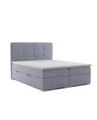 Łóżko kontynentalne Loft 200x200 cm, tapicerowane, materac, pojemnik, topper, LAVERTO