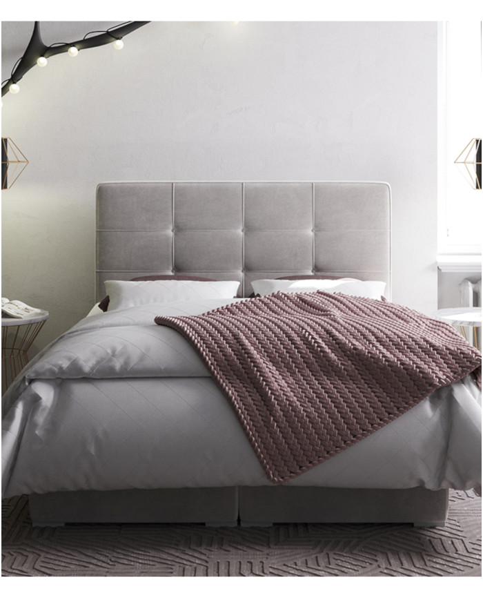Łóżko kontynentalne Loft 120x200 cm, tapicerowane, pojemnik, materac, topper, LAVERTO
