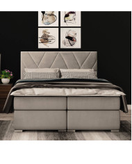 Łóżko kontynentalne Lara 200x200 cm, tapicerowane, pojemnik, materac, topper, LAVERTO