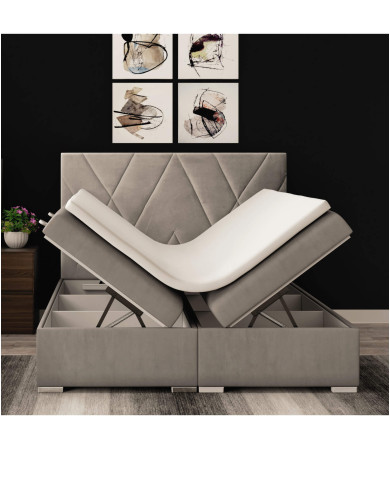 Łóżko kontynentalne Lara 140x200 cm, tapicerowane, materac, pojemnik, topper, LAVERTO Łóżko kontynentalne Lara 140x200 cm, tapicerowane, materac, pojemnik, topper, LAVERTO