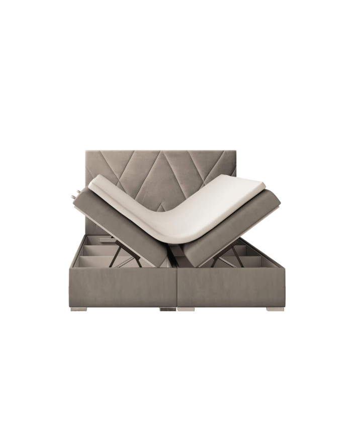 Łóżko kontynentalne Lara 180x200 cm, tapicerowane, pojemnik, materac, topper, LAVERTO
