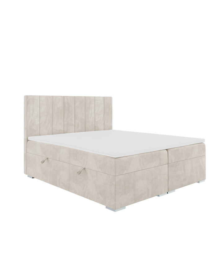Łóżko kontynentalne Puro 160x200 cm, tapicerowane, materac, pojemnik, topper, LAVERTO