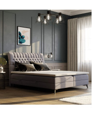 Łóżko kontynentalne Molly 120x200 cm, tapicerowane, materac, pojemnik, topper, LAVERTO