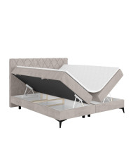 Łóżko kontynentalne Milo 120x200 cm, tapicerowane, materac, pojemnik, topper, LAVERTO