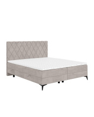 Łóżko kontynentalne Milo 160x200 cm, tapicerowane, materac, pojemnik, topper, LAVERTO
