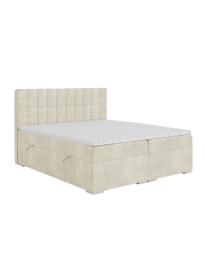 Łóżko kontynentalne Carlo 200x200 cm, tapicerowane, materac, pojemnik, topper, LAVERTO